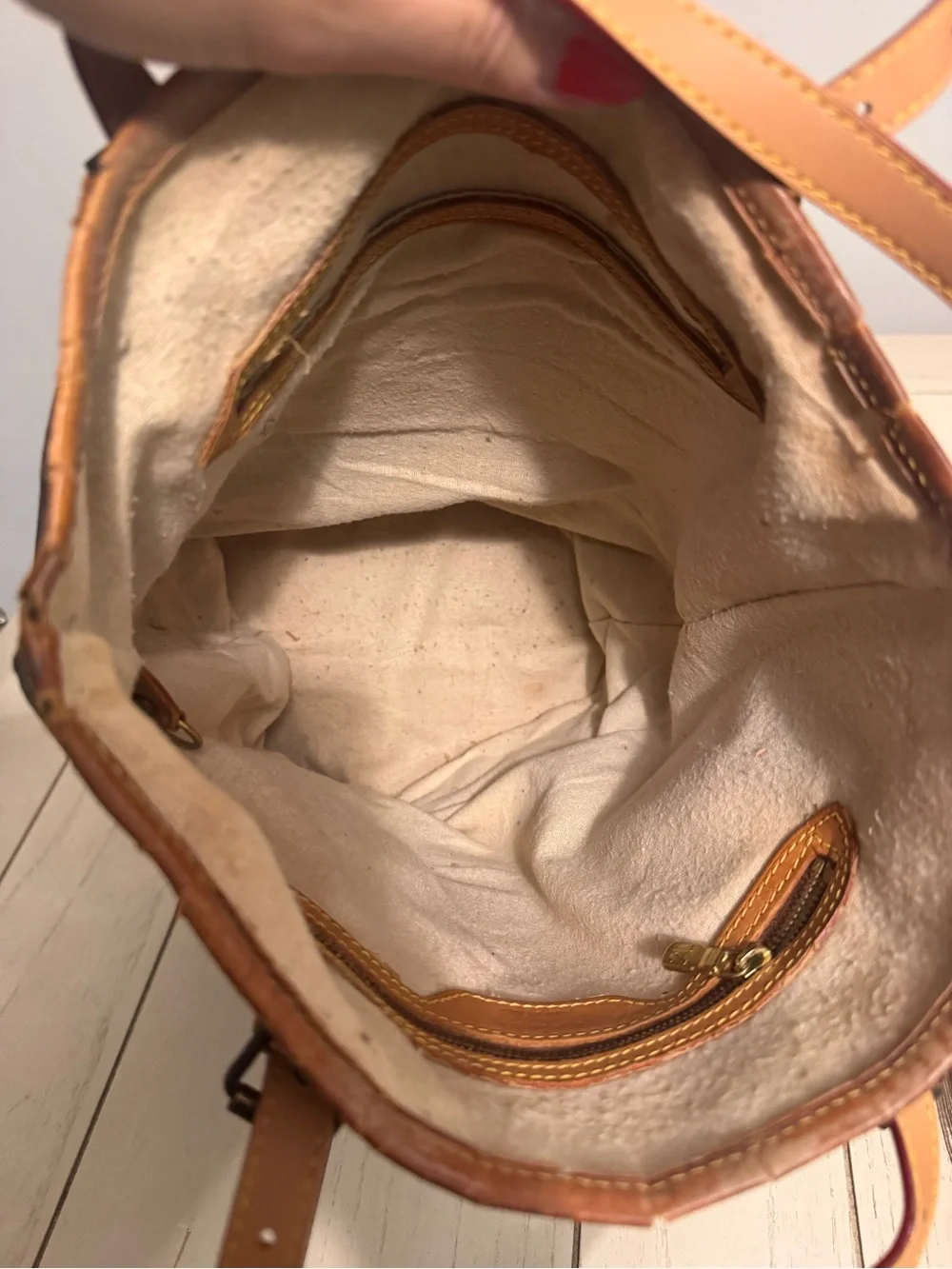 Vintage Louis Vuitton Monogram Canvas Bucket Tote in Brown and Tan Leather